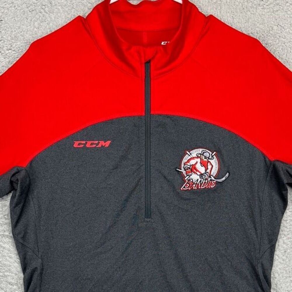 New Jersey Bandits Pullover Shirt Womens XL Red Grey Colorblock Half Zip NHL CCM